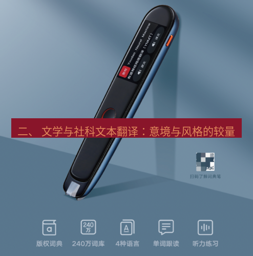 有道词典 二、 文学与社科文本翻译：意境与风格的较量