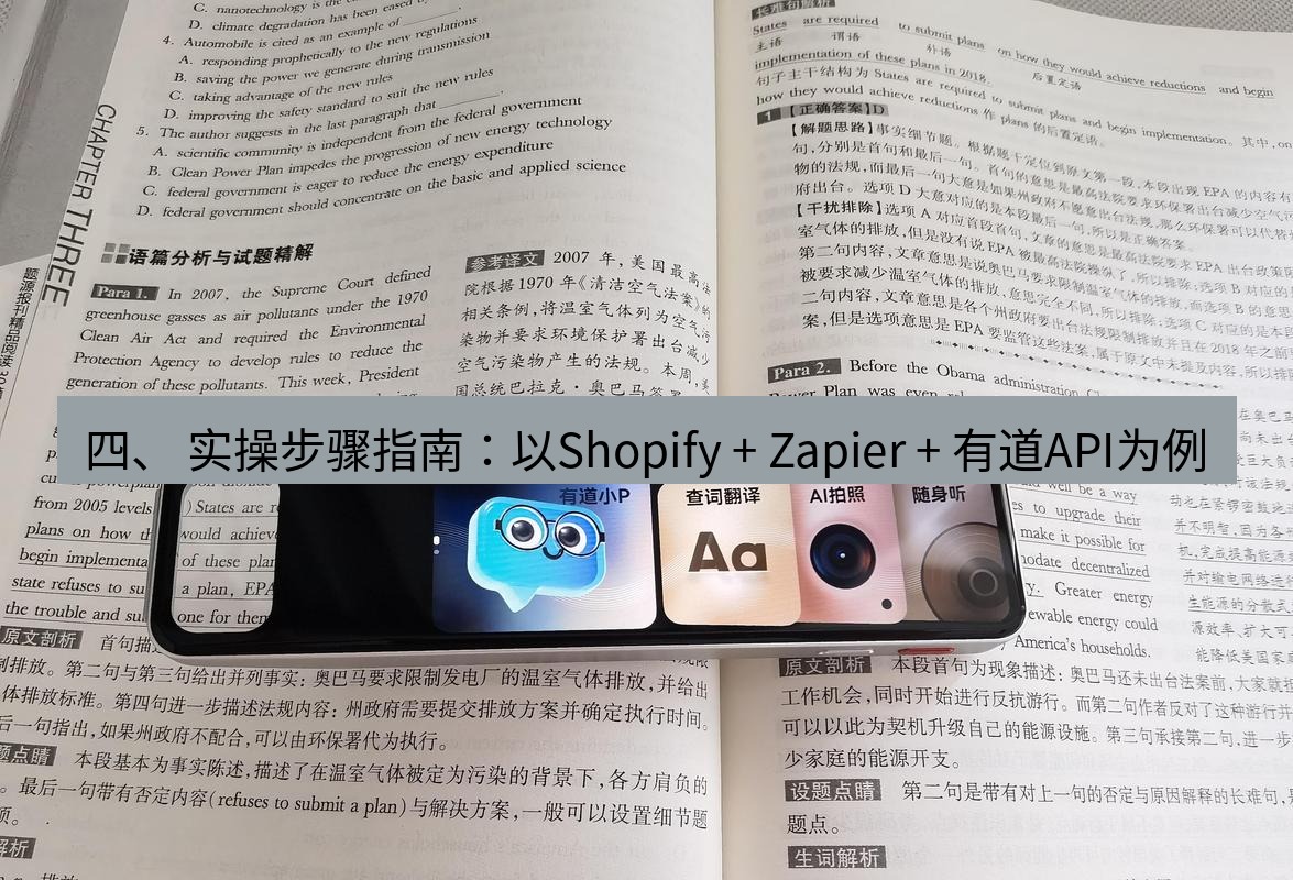 有道词典 四、 实操步骤指南：以Shopify + Zapier + 有道API为例